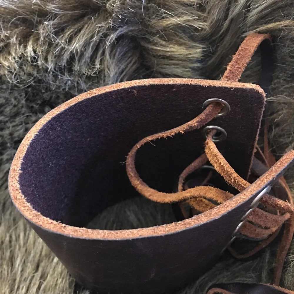 Vintage Napoli brown leather wide cuff bracelet